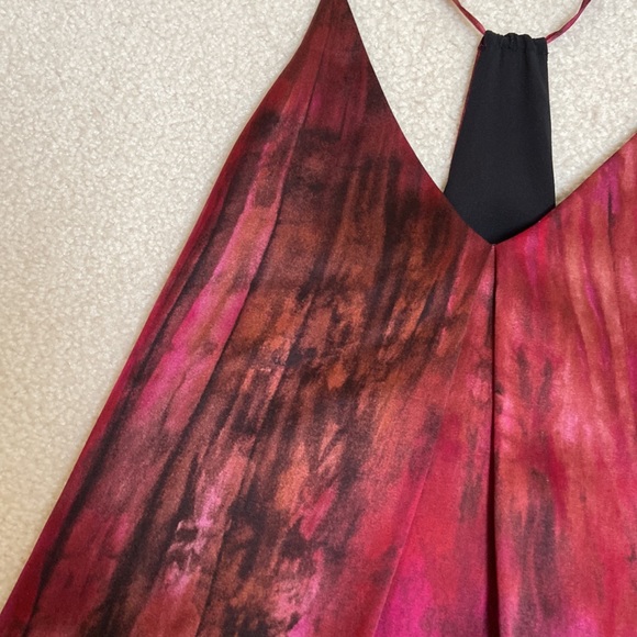 Alice + Olivia Tie Dye Red Silk Slip Dress - Picture 3 of 9